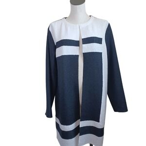 Chico's Travelers Collection Black White Geometric Colorblock Cardigan Size L